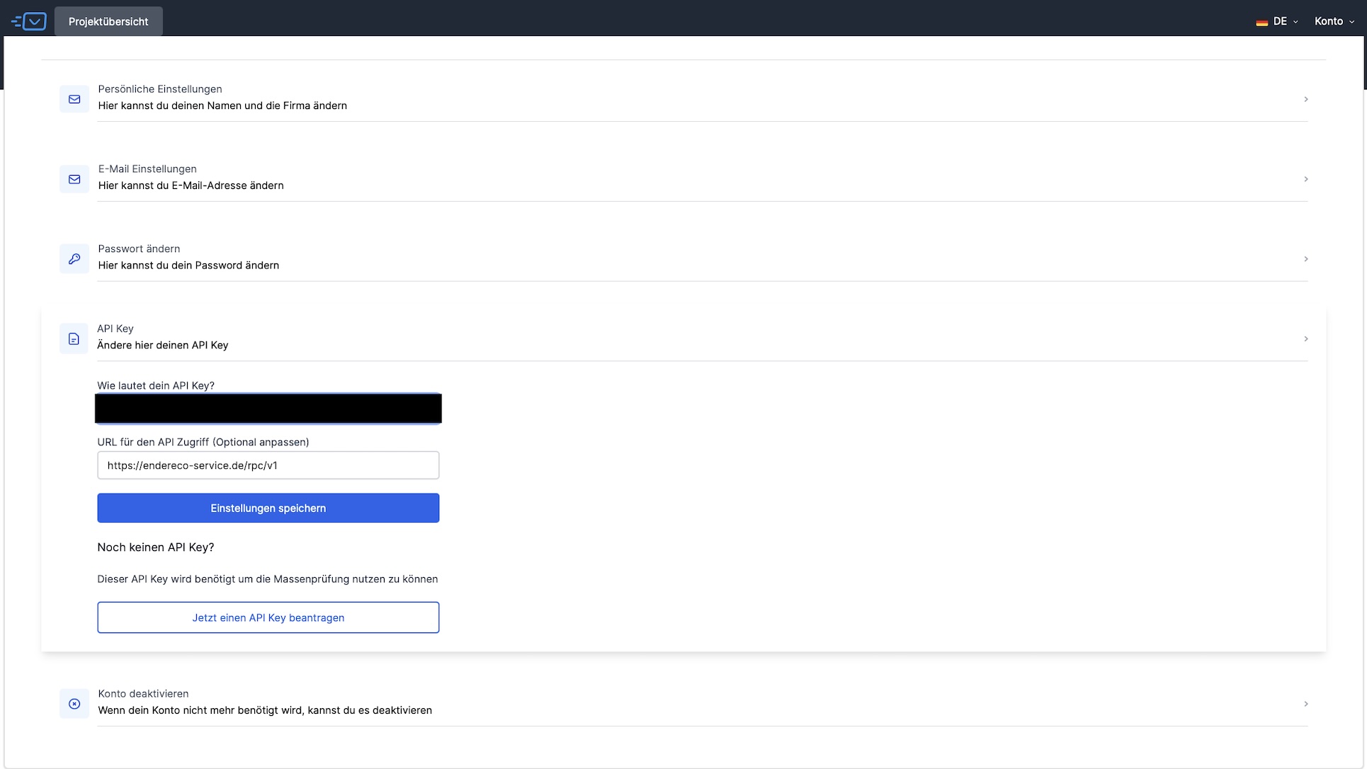 Request Endereco mass testing API